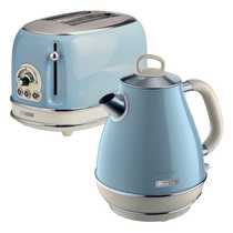 Ariete Retro Style Jug Kettle & 2 Slice Toaster, Blue