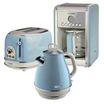 Ariete Retro Style Jug Kettle, Toaster & Coffee Machine, Blue